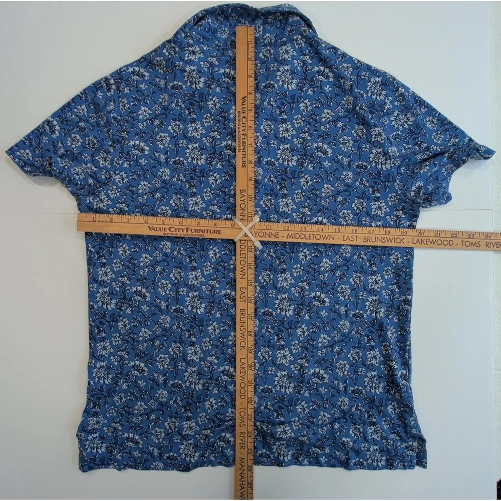 Polo Ralph Lauren Women's Medium Floral Print Polo Shirt Blue Golf Pickleball M